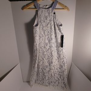 Women's Maggy London White Lace Overlay Dress Size 4